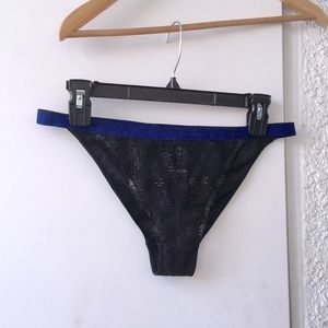 &Other Stories High String Brief Elastic Blue Black Sheer Lace